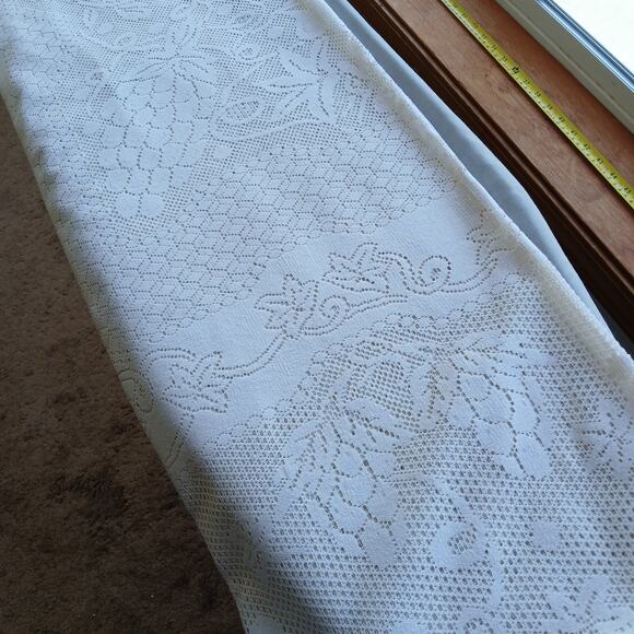 Artex Heritage Lace Tablecloth 96" x 60" ecru cream Vintage MCM polyester woven - Picture 3 of 13